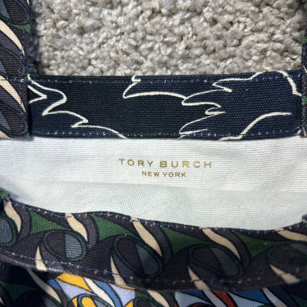 Tory Burch Pattern Print Canvas Tote Curly Ribbon… - image 6